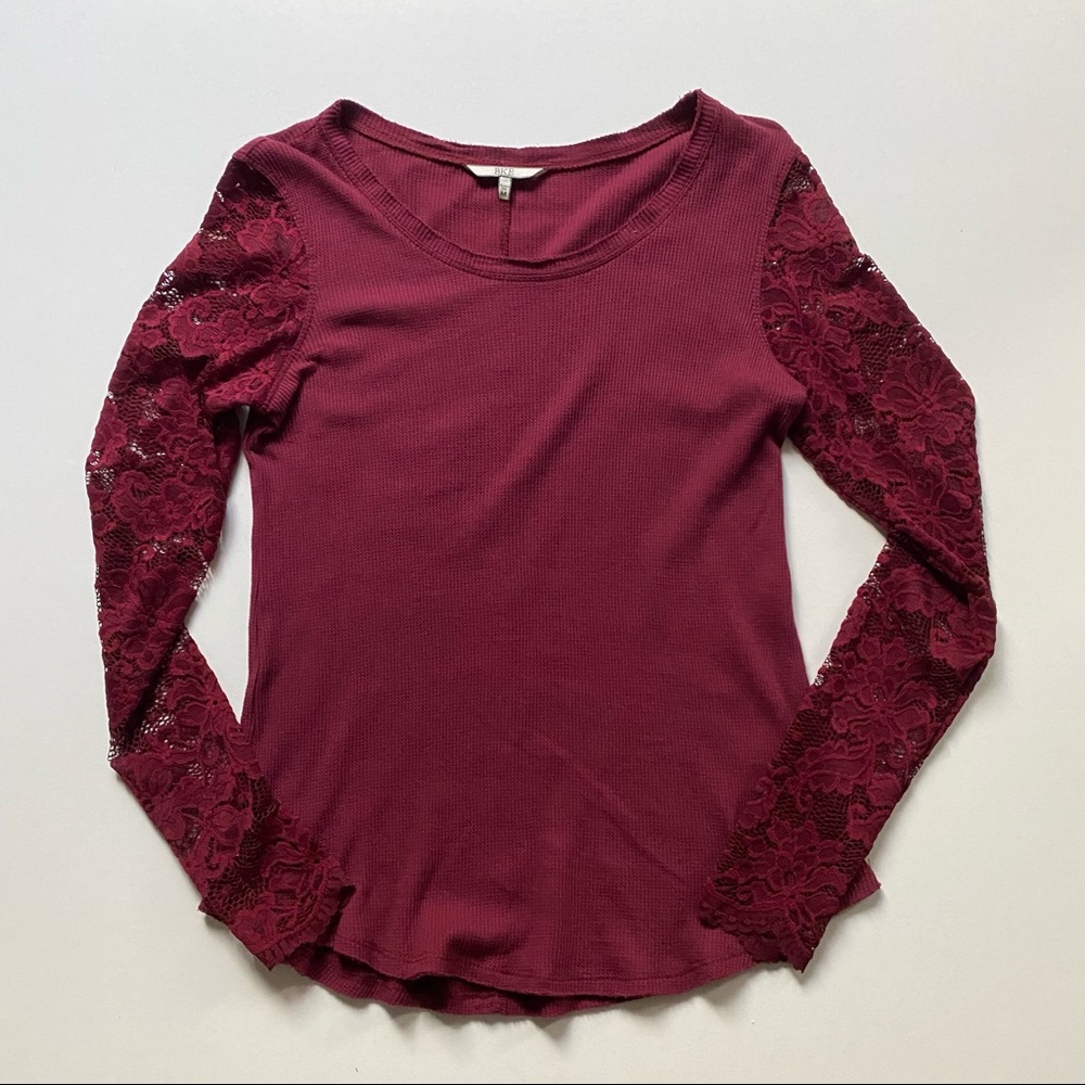 BKE Maroon Lace Long Sleeve Size M